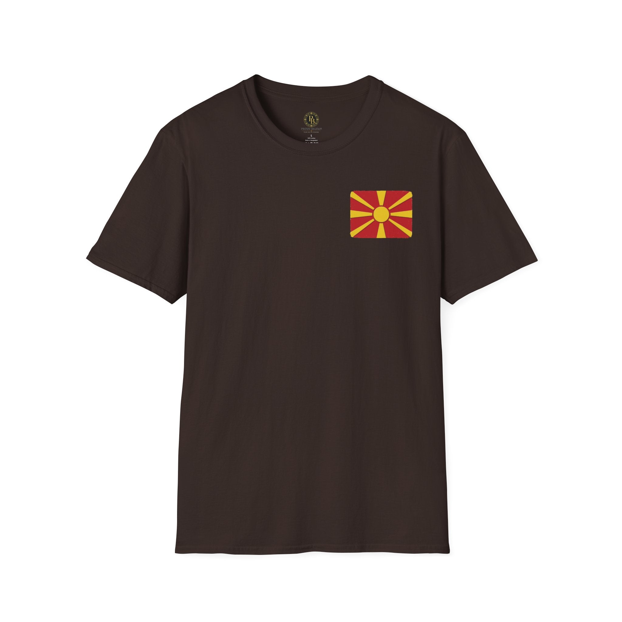 Macedonian Flag Pocket T-Shirt | North Macedonia Sunburst Chest Print