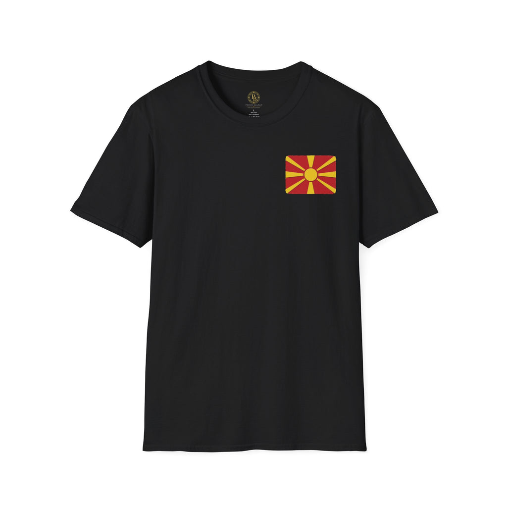 Macedonian Flag Pocket T-Shirt | North Macedonia Sunburst Chest Print