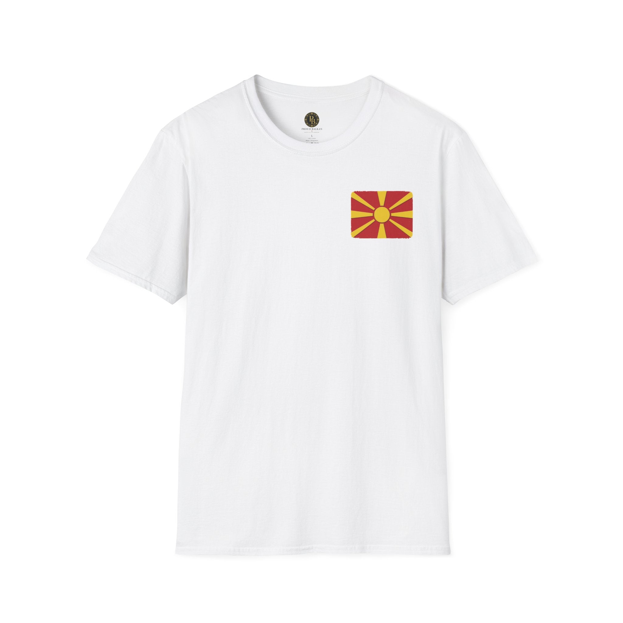 Macedonian Flag Pocket T-Shirt | North Macedonia Sunburst Chest Print