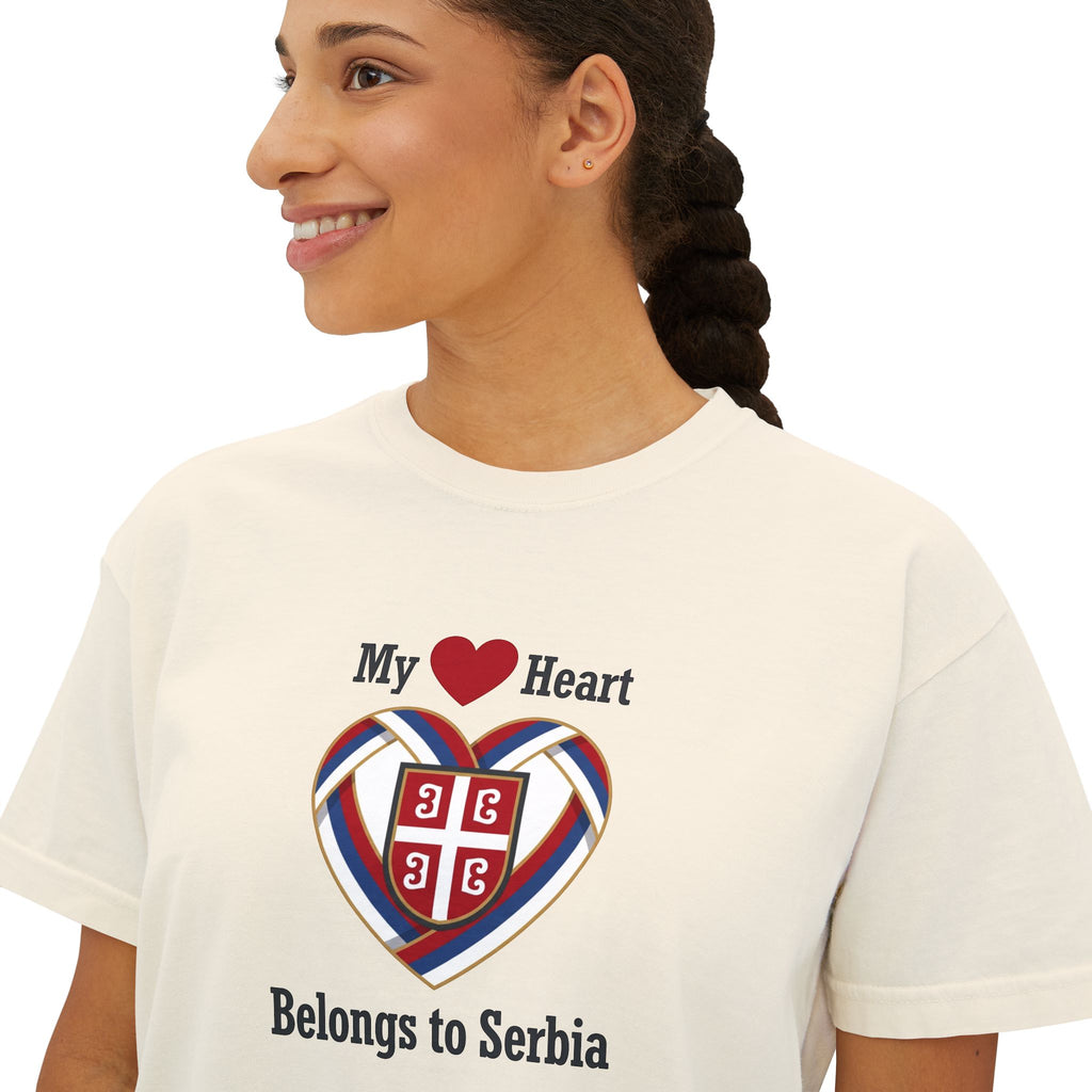My Heart Belongs to Serbia T-Shirt | Serbia Flag Heart Tee