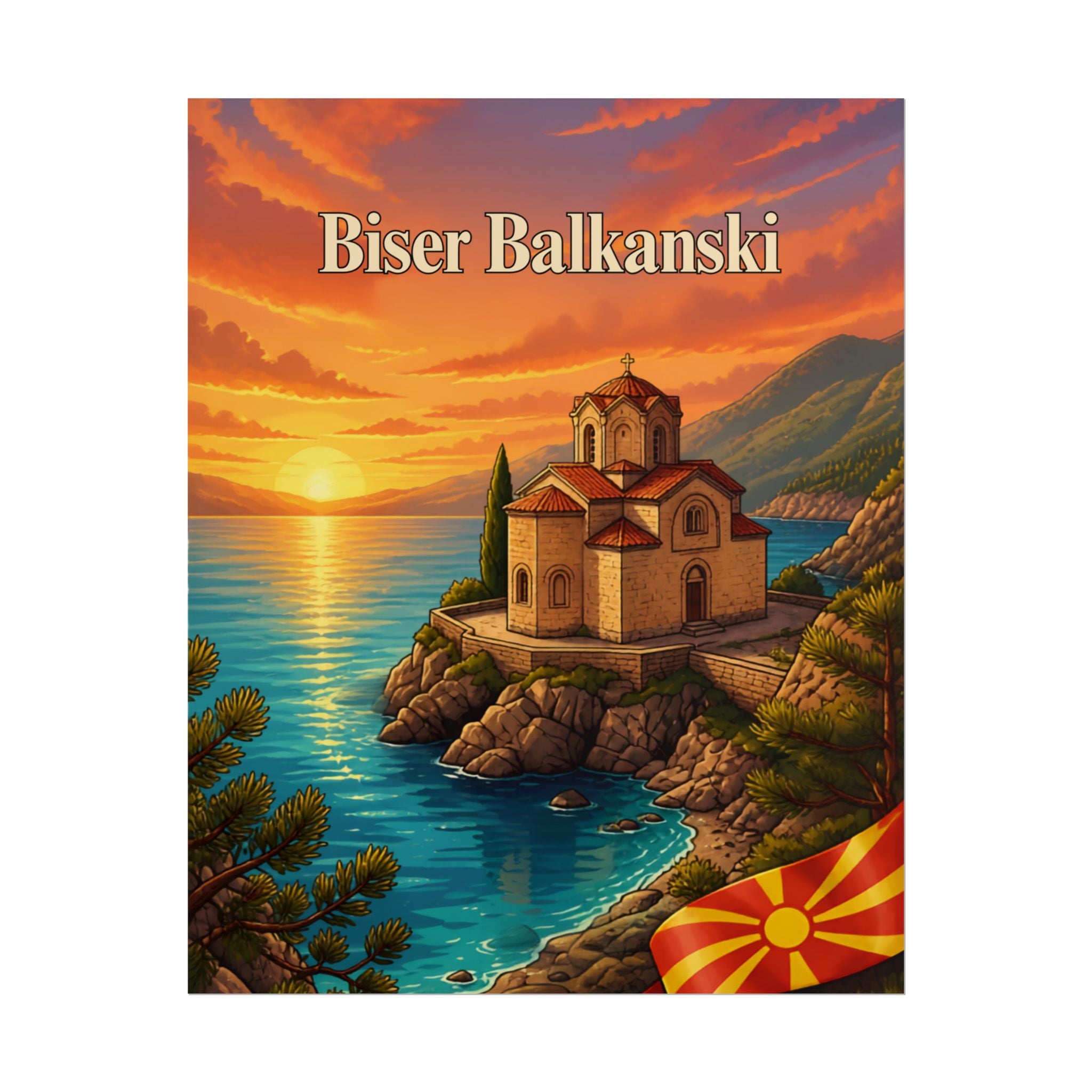 Macedonia, Lake Ohrid at Kaneo Sunset Poster | Rolled Poster